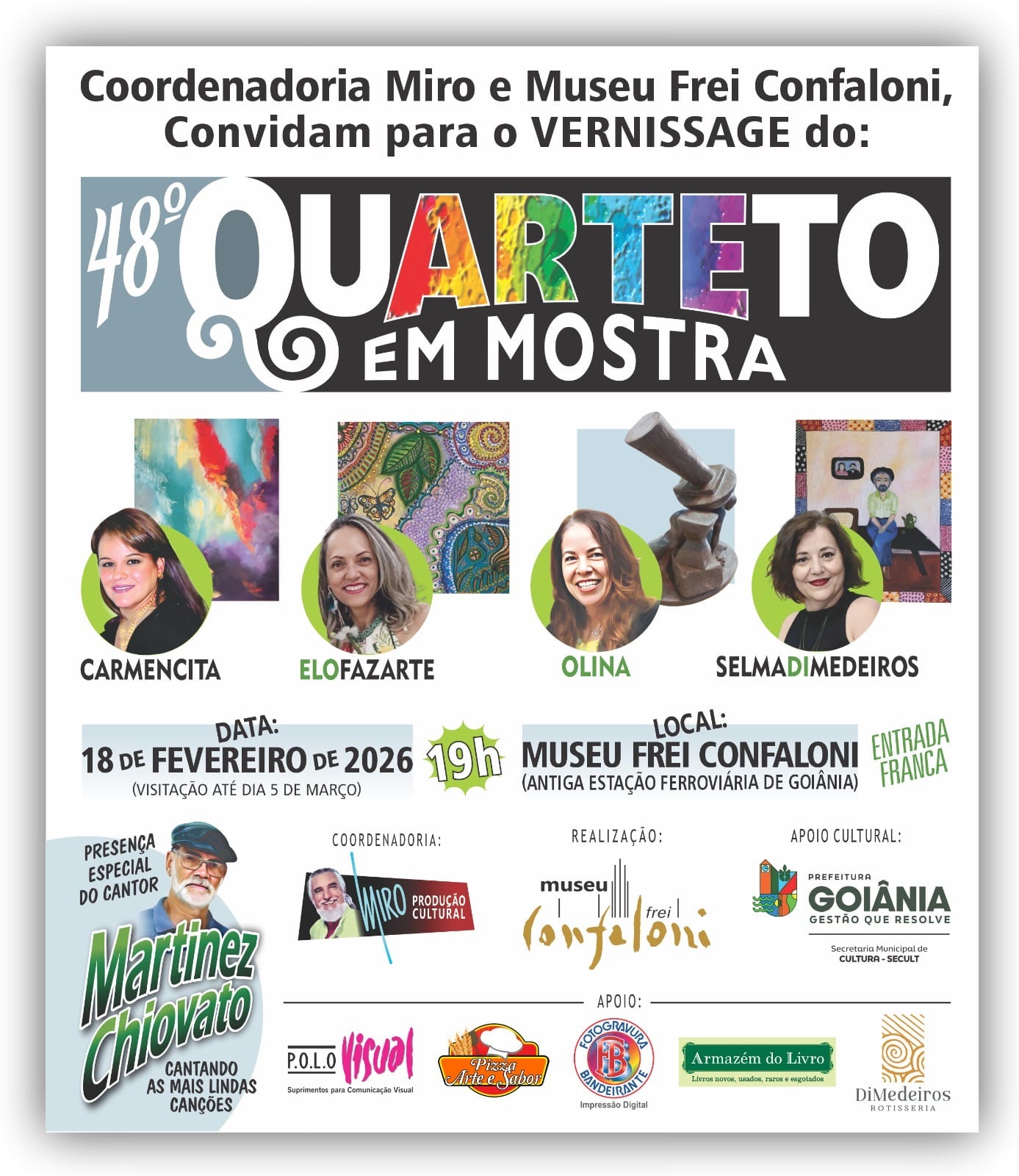 Museu Frei Confaloni recebe vernissage Quarteto em Mostra